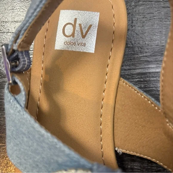 Dolce Vita Blue Sandals with Denim Bows